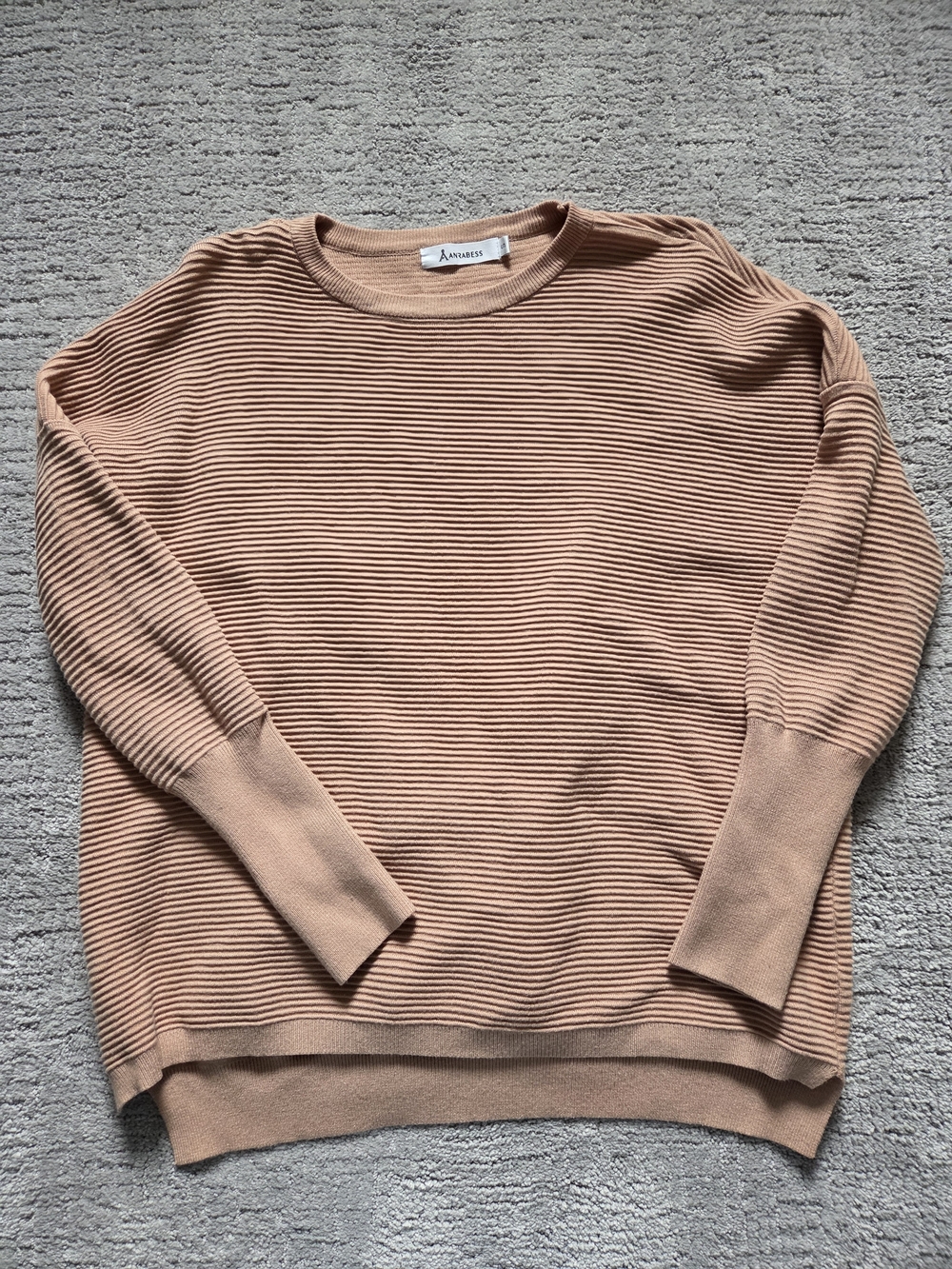Weekend Ribbed Crewneck Sweater in Camel/Tan